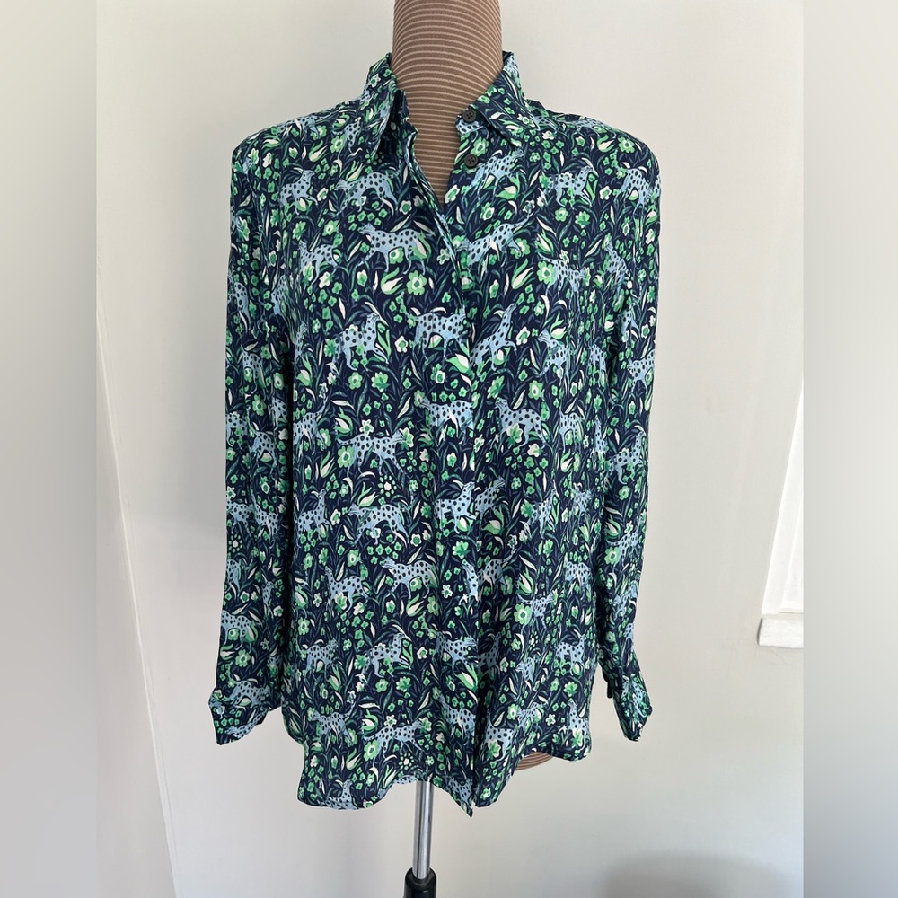 Big cats/jungle/floral button down
